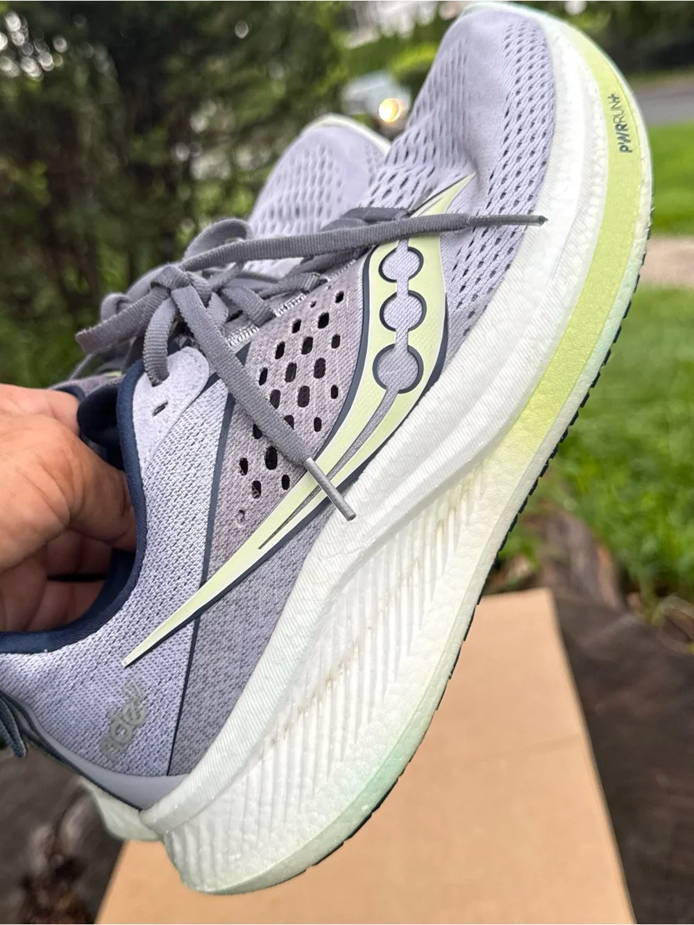 Saucony Ride 17 Running Shoes in Purple Navy Lime Green Women's 8.5